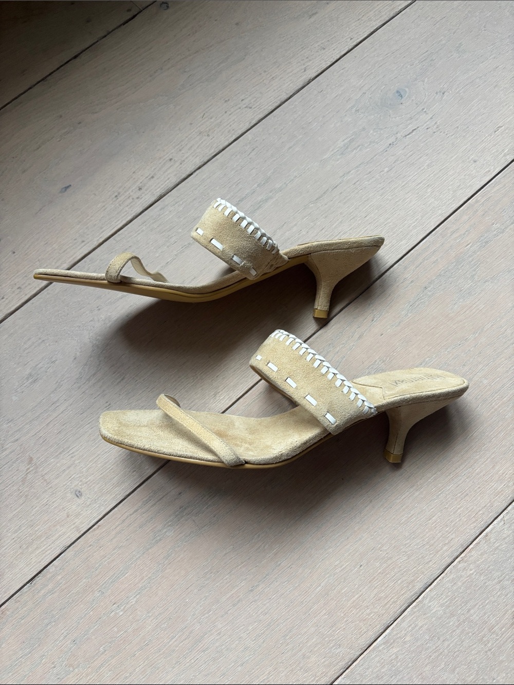 Suede kitten heel sandals